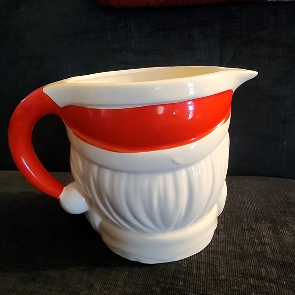 Santa Claus Ceramic Pitcher with Red Handle - Picture 2 of 4